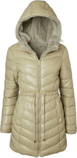 Sportoli Womens Winter Coat Reversible Faux Fur Lined Quilted Puffer Jacket - Sage - X-Large