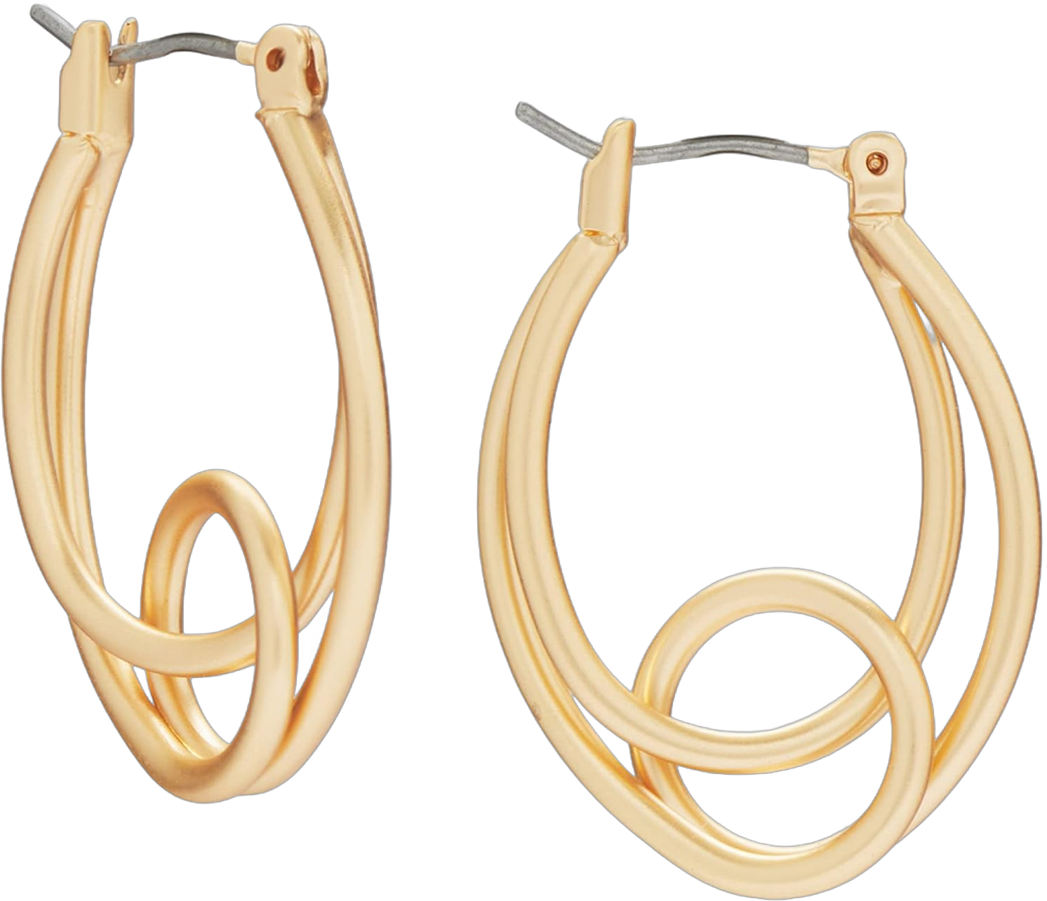Lucky Brand Women's Knotted Loop Oval Hoop Earrings One Size Gold