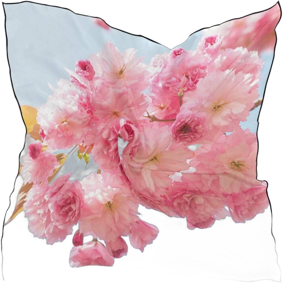 Plumeria Flower Silk Scarf Square Women's Hair Scarf Neckerchief Scarf Satin Headscarf #05