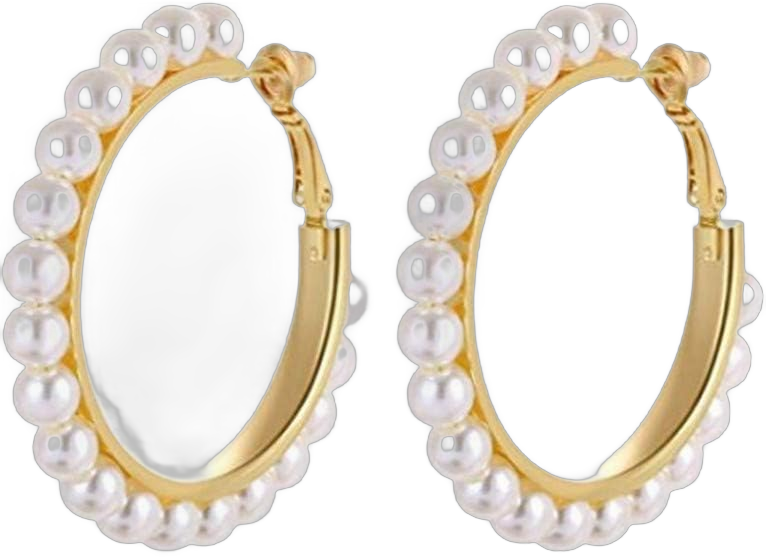Pearl Hoop Earrings for Women Black White Pearl Earring Big Circle Loop Earrings Fashion Jewelry K:white
