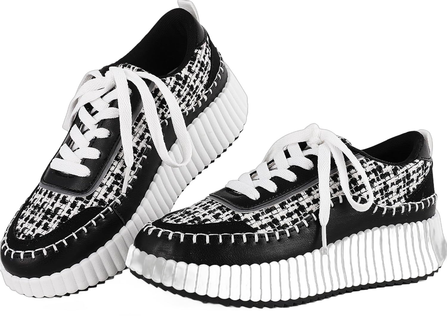 Erocalli Women's Platform Sneakers Fashion Sneakers Chunky Sneakers Comfortable White Sneakers Casual Running Shoes 9 1 Black White