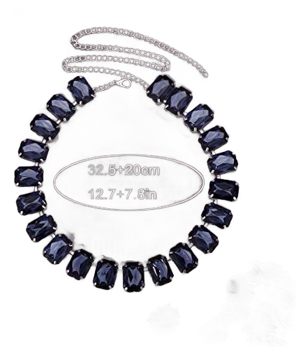 Xerling Wedding Statement Blue Crystal Choker Necklaces for Women Brides Bling Rhinestone Multicolor Chain Large Crystals Pendant Choker Collar Jewelry Necklaces (Blue)