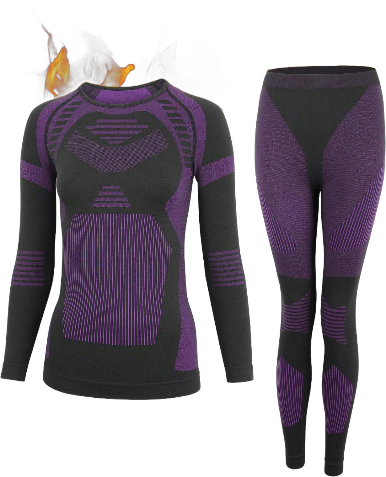 Women's Thermal Underwear Set, Breathable Warm Long Sleeve Top And High Waist Slim Fit Long Pants, Seamless 2-Piece For Winter Jogging, Skiing, Sports