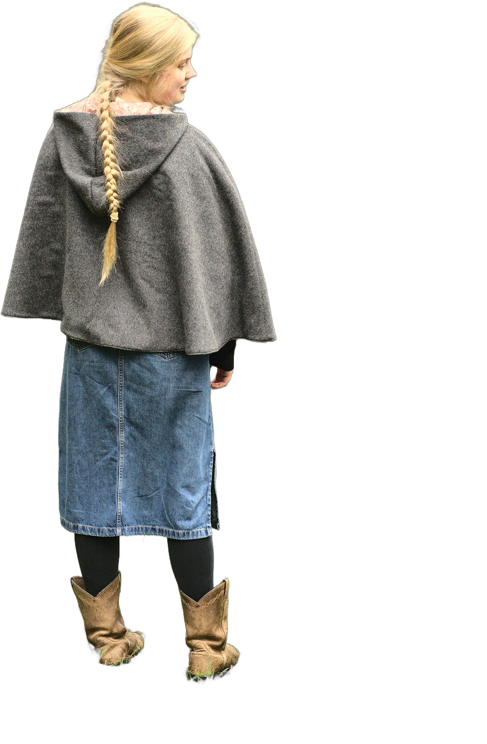 LUCY wool hooded Cape in charcoal grey, women&#39;s size 8 - 12 (S/M), medieval inspired