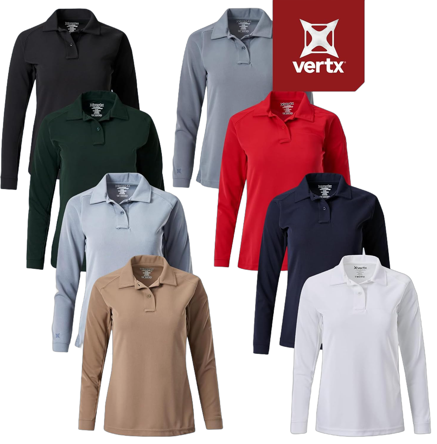 Vertx Womens Tactical Polo Shirt, Long Sleeve T-Shirt, Breathable, Moisture-Wicking, Outdoor Performance Tactical Clothing