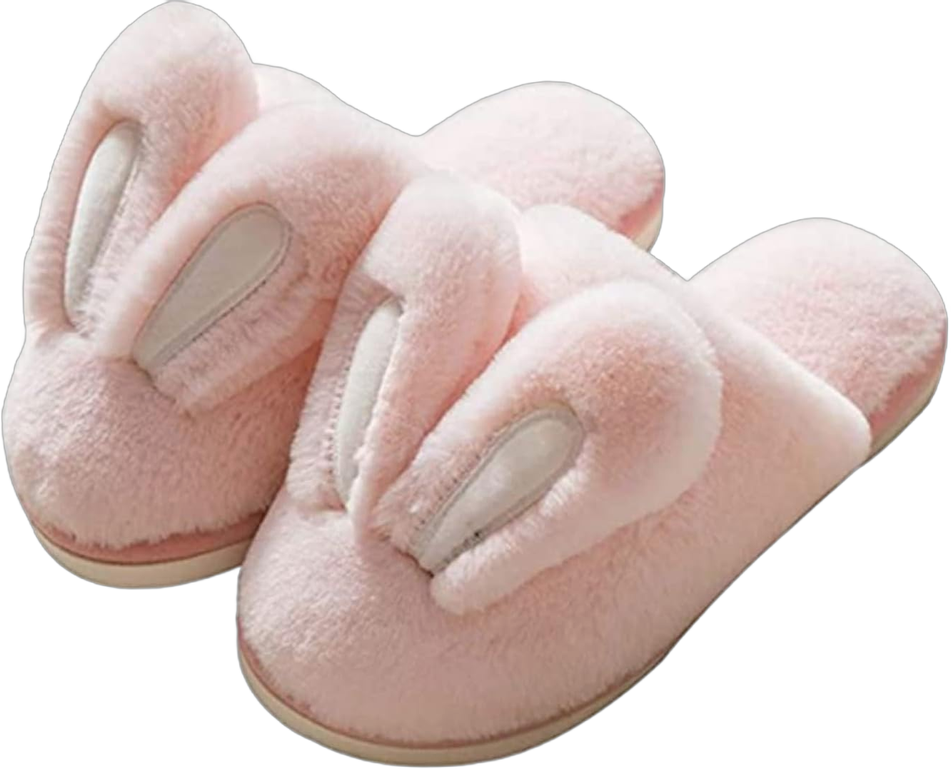 Really Cute Unisex Adult Hard Soled Stuffed Animal Home Slippers Soft Plush Cartoon Animal Slippers Sharp Warm and Toasty Slippers 6-7.5 Wide Women/5-6 Wide Men A-bunny Ears-pink