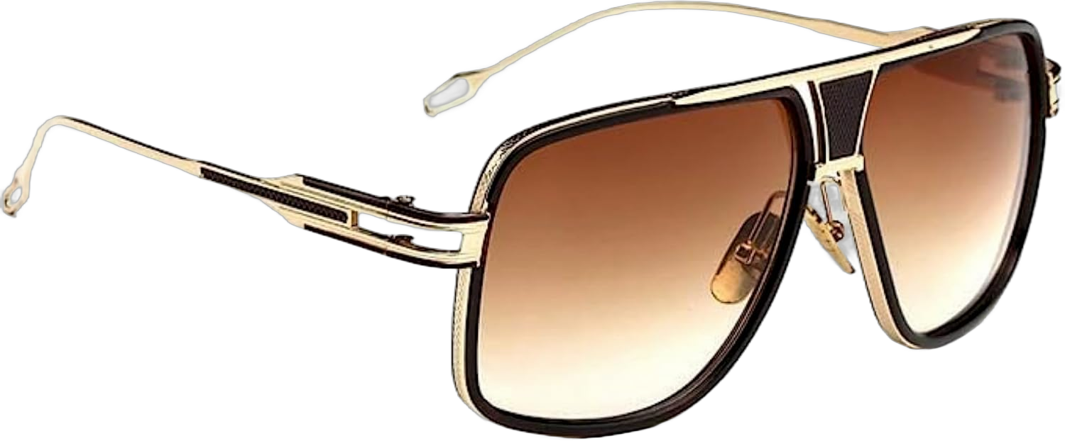 Street Knitted Oversize Classic Cool Vintage Brown Tint Square Sunglasses for Men Shades Large Pilot Stylish Trendy Goggle Retro Aviator Gold Alloy Frame Sun Glasses