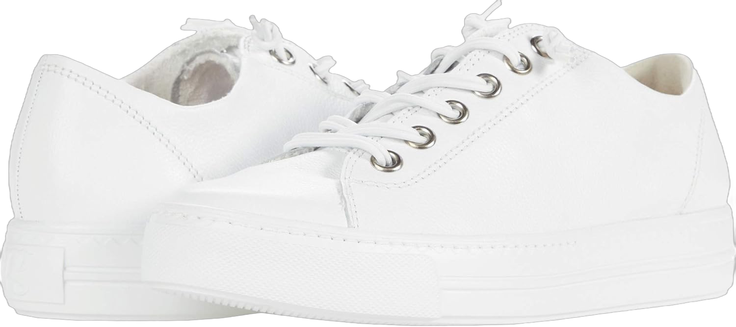 Paul Green Hadley Sneaker - Sneakers for Women - Leather Upper - Hand Stitched Detailing - Latex Outsole 11 White Silver Mc Leather