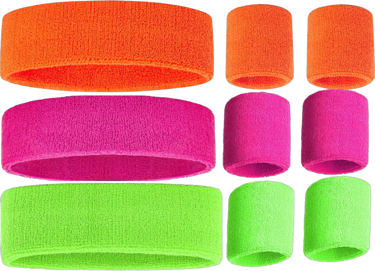 80s Sweatbands, Neon Headband and Wristbands, Sweat Bands 80s Neon Colors, 80s Party, Sweatbands for Women, Colorful Sweatband Set, Neon Sweatbands Green Orange Pink Neon Sweat Bands