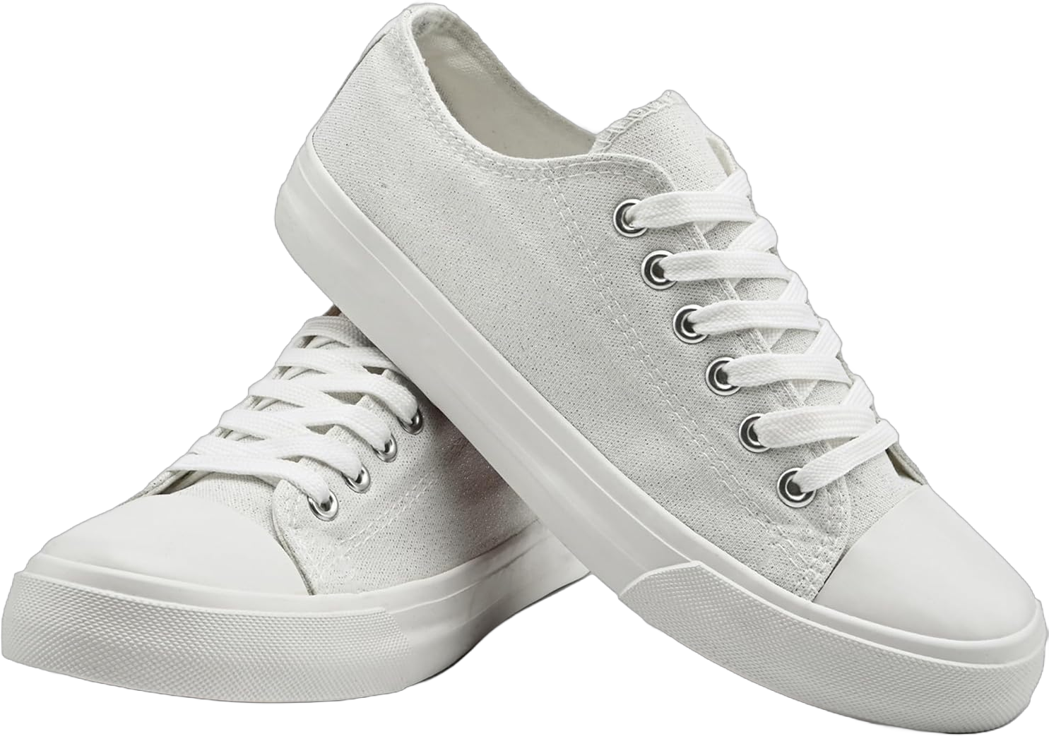 Canvas Shoes Sneakers for Women Fashion Low Top Lace Up Canvas Sneakers Classic Casual Walking Running Comfortable Non Slip Board Shoes White - Glitter Effect 7.5