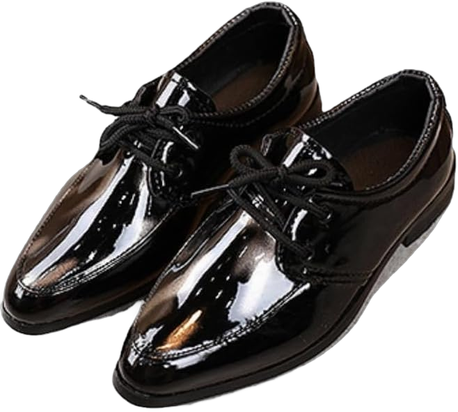 Unisex Kids Patent Leather Shoes, Pointed Toe Lace-up Dress Shoes, Shiny Performance Footwear for Boys and Girls 9.5 Tod Black Grey