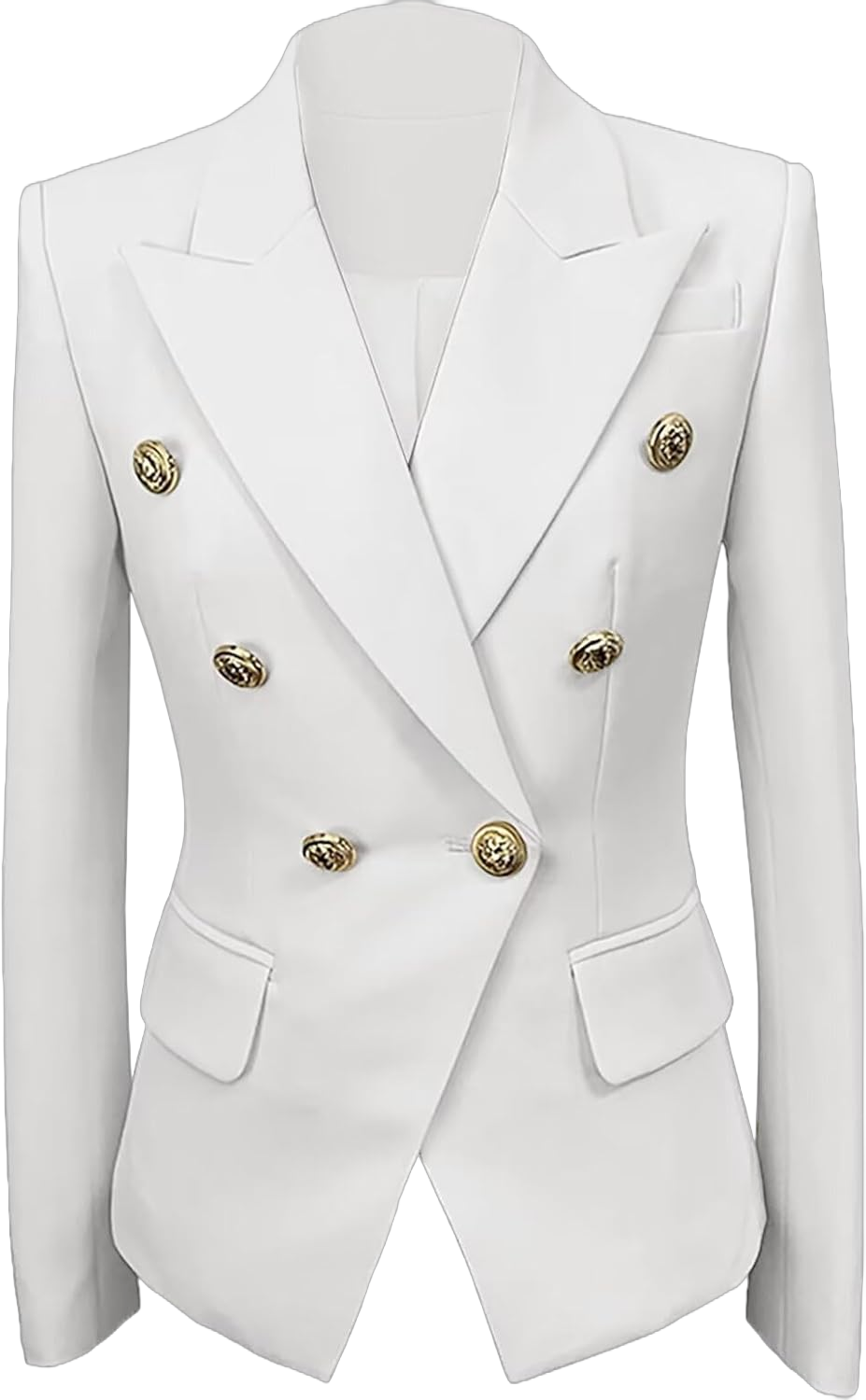Womens Casual Blazers Long Sleeve Lapel Button Suit Jackets Slim Fit Work Office Blazer Jacket for Women 20 White