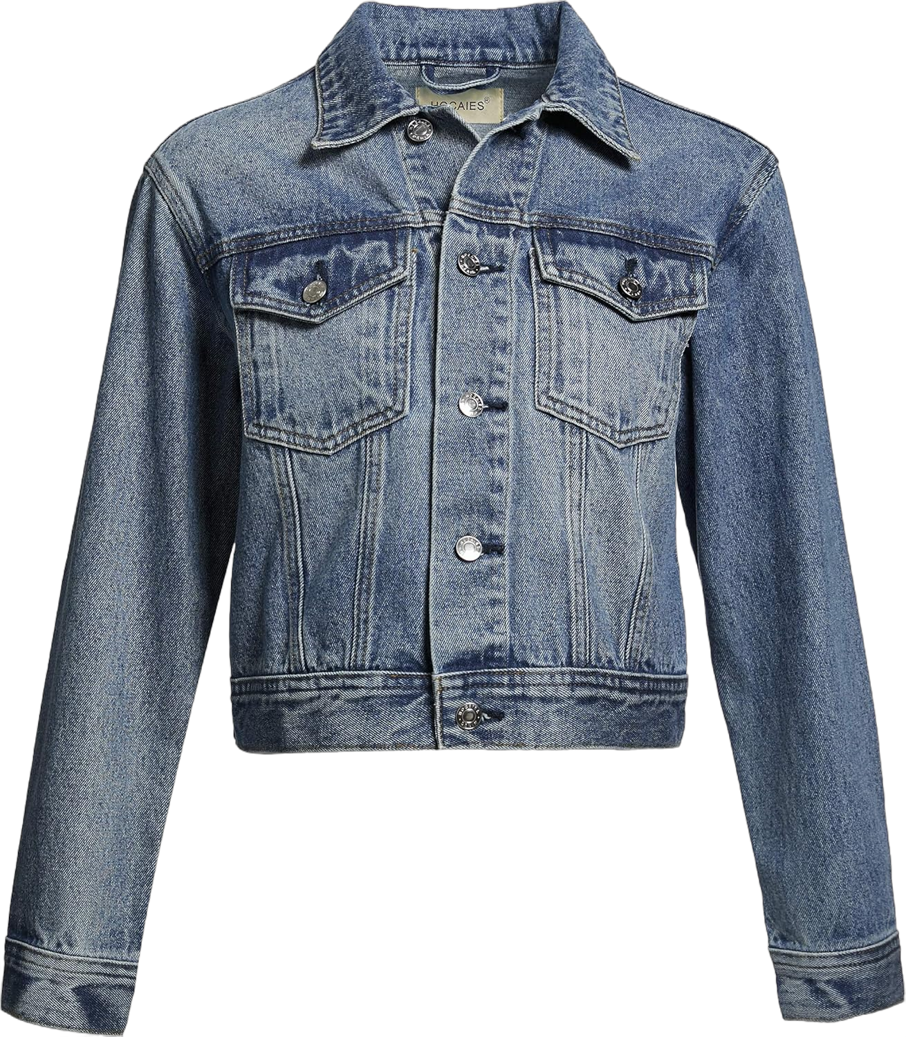 Women's Cropped Fit Casual Denim Jacket Vintage-Inspired Jean Jacket Coats X-Small Dark Blue