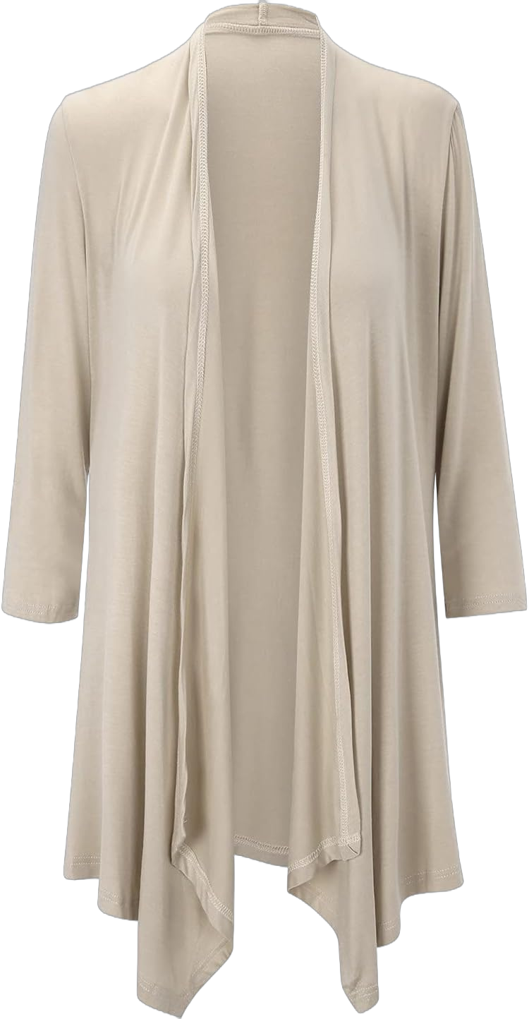 Summer Cardigans for Women Light Weight 3/4 Sleeve Drape Open Front Cardigan Casual Trendy Flowy Thin Beach Tops Khaki XX-Large