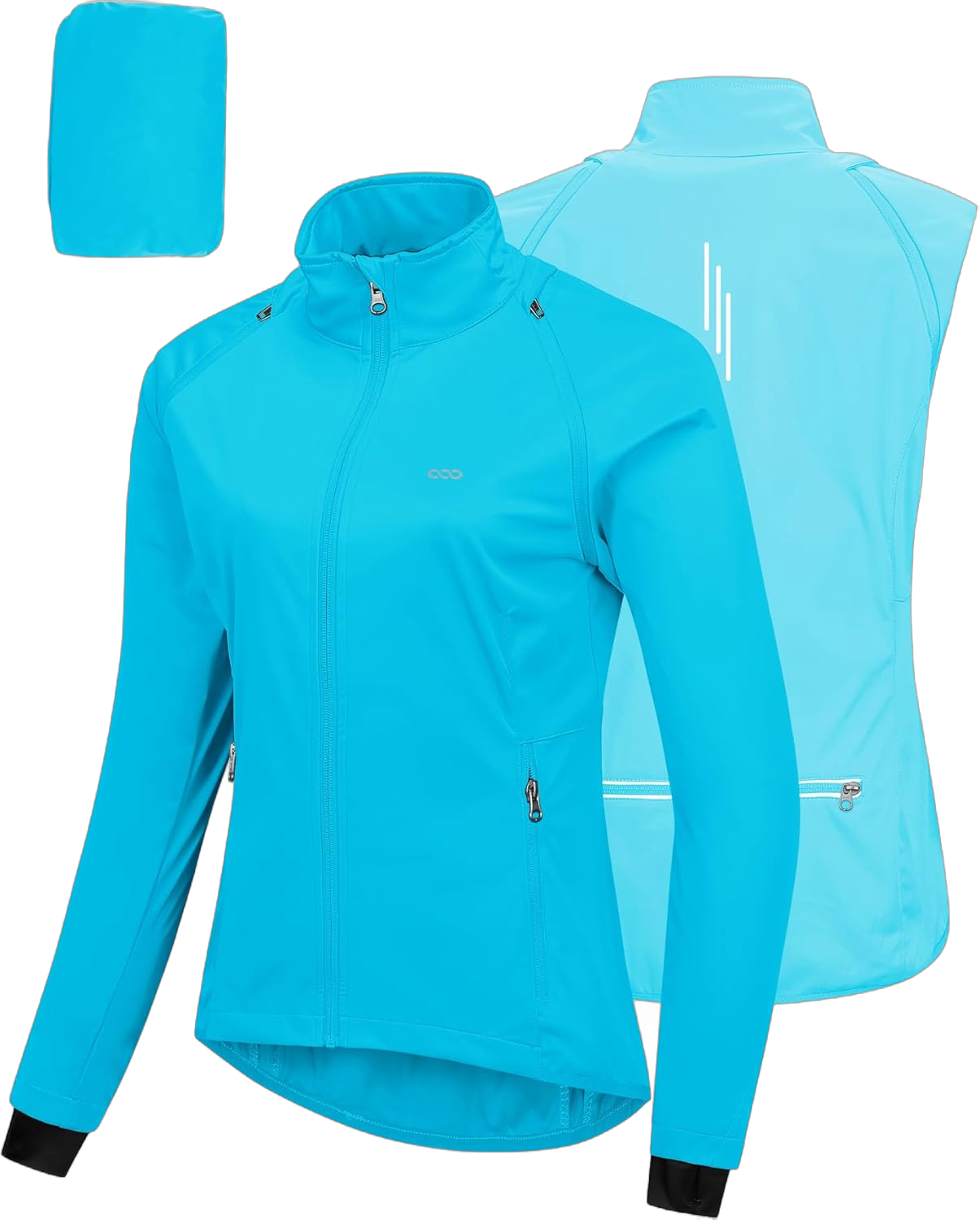 33,000ft Women's Zip Up Lightweight Athletic Workout Yoga Cycling Track Running Jacket Waterproof Windproof Reflective X-Small Blue