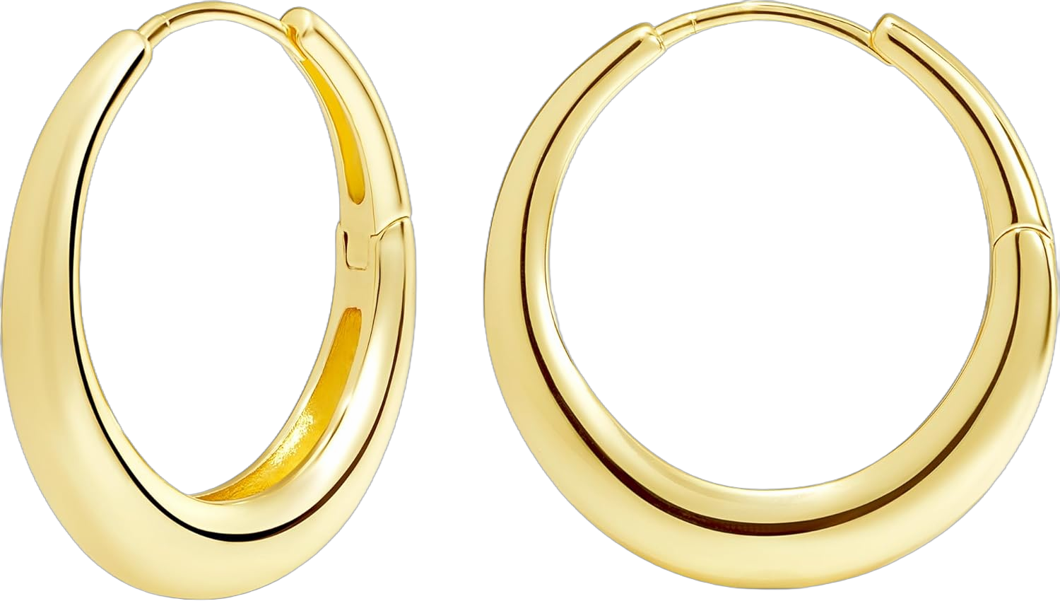 MILLA 14K Gold Plated Hoop Earrings | Small Silver Hoops | Thick Lightweight Chunky Hoop Earrings for Women Gold - 30 mm Large