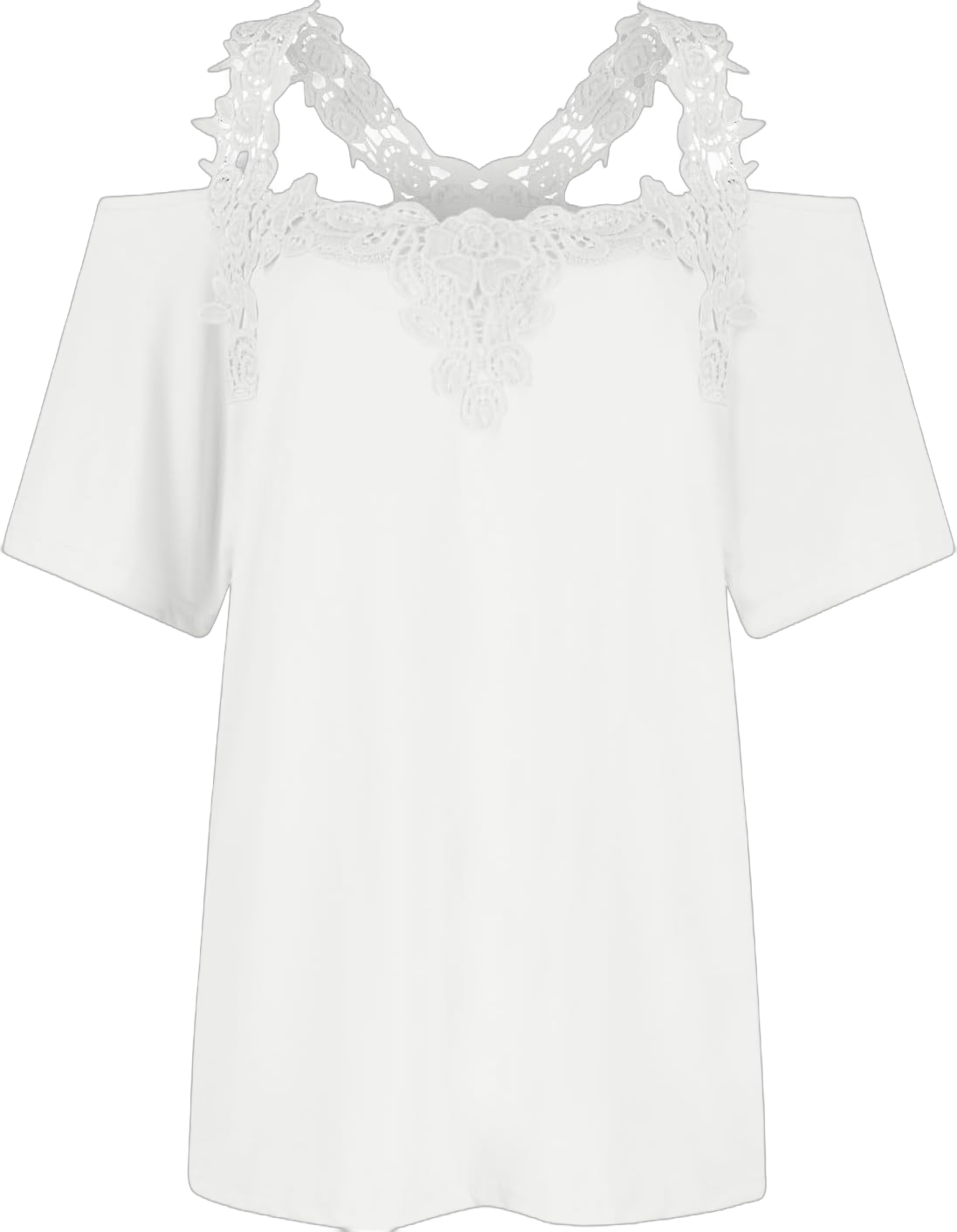 Lace Crochet Off The Shoulder Tops for Women Trendy Summer Short Sleeve Tunic Shirts Casual Loose Strappy Blouses XX-Large 01-white