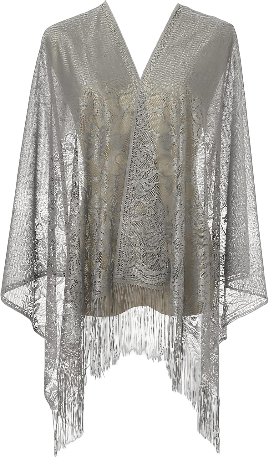 Yeieeo Women’s Lace Shawl Lightweight Floral Scarf with Fringe, Wedding Party Wrap Shawl