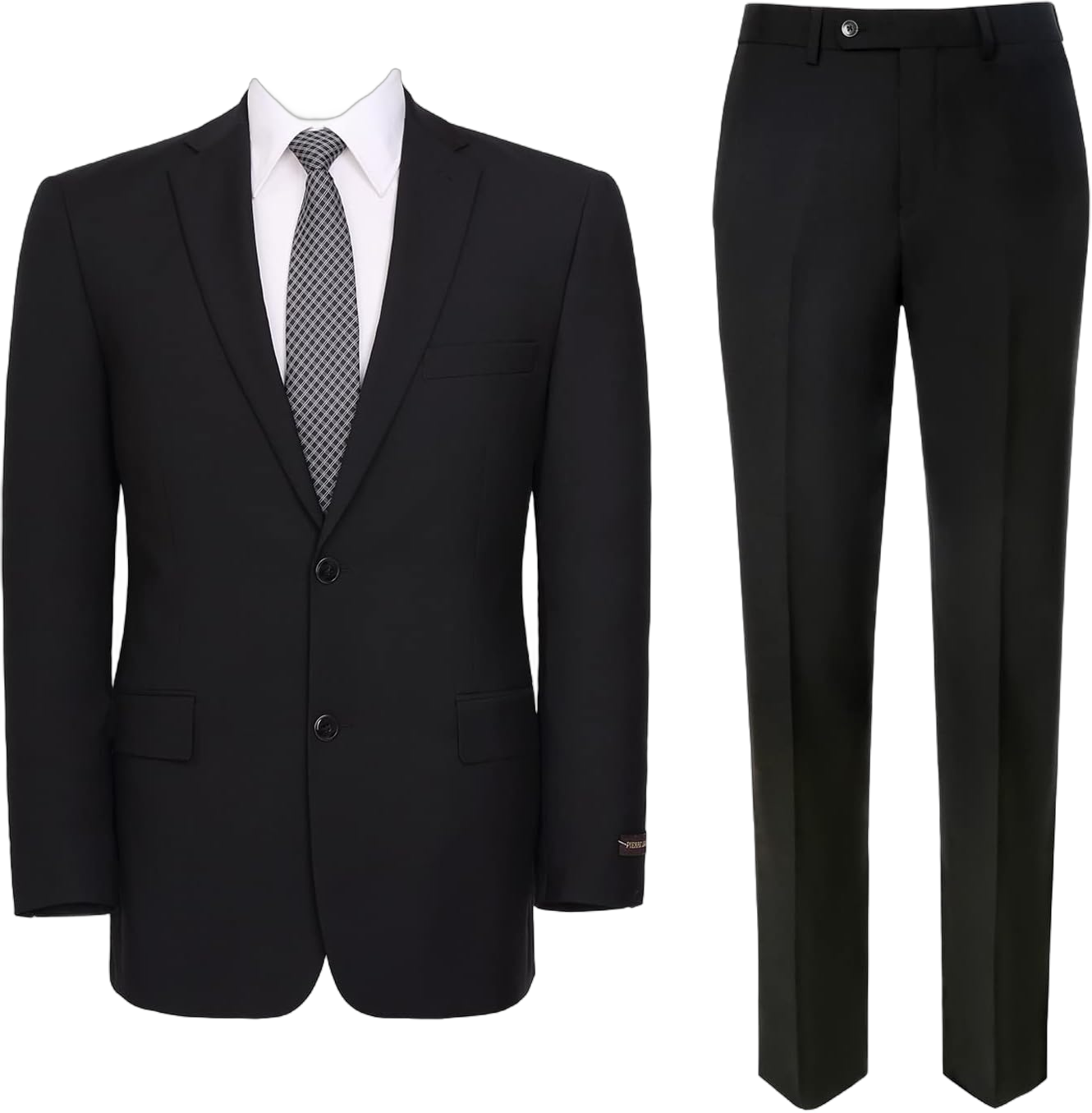 AMY ZHU Mens Suit 2 Piece Classic Fit Blazer Business Wedding Suit Set Prom Tuxedo Jacket Pants Set 38 Short Black