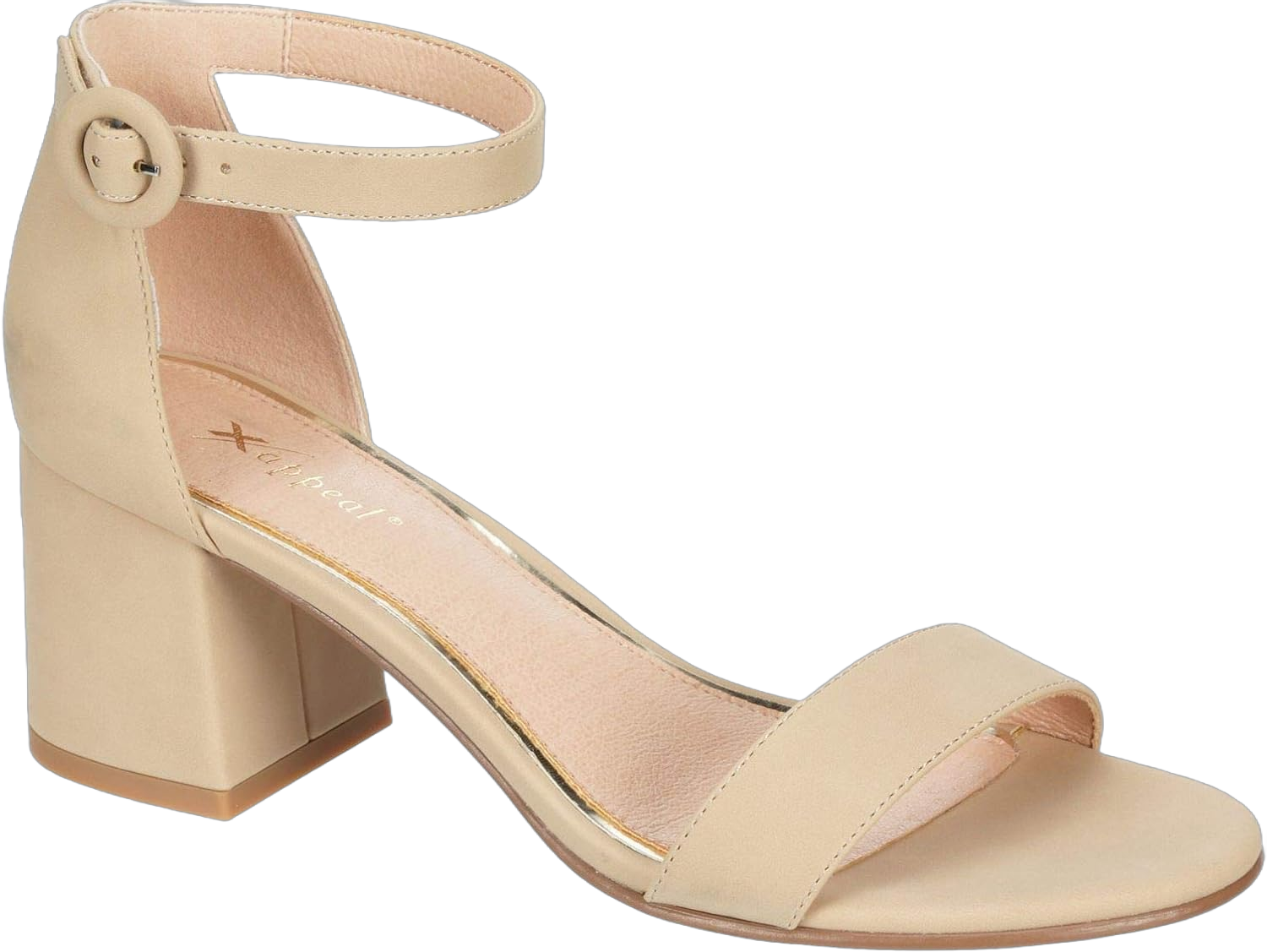 XAPPEAL Hartley - Women's Open Toe Low Block Heel Dress Sandals with Ankle Strap 7.5 Nude