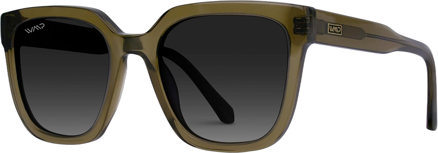WearMe Pro Timeless Elegance: Women's Polarized Oversized Retro Square Sunglasses Khaki Crystal Green Frame / Black Gradient Lens