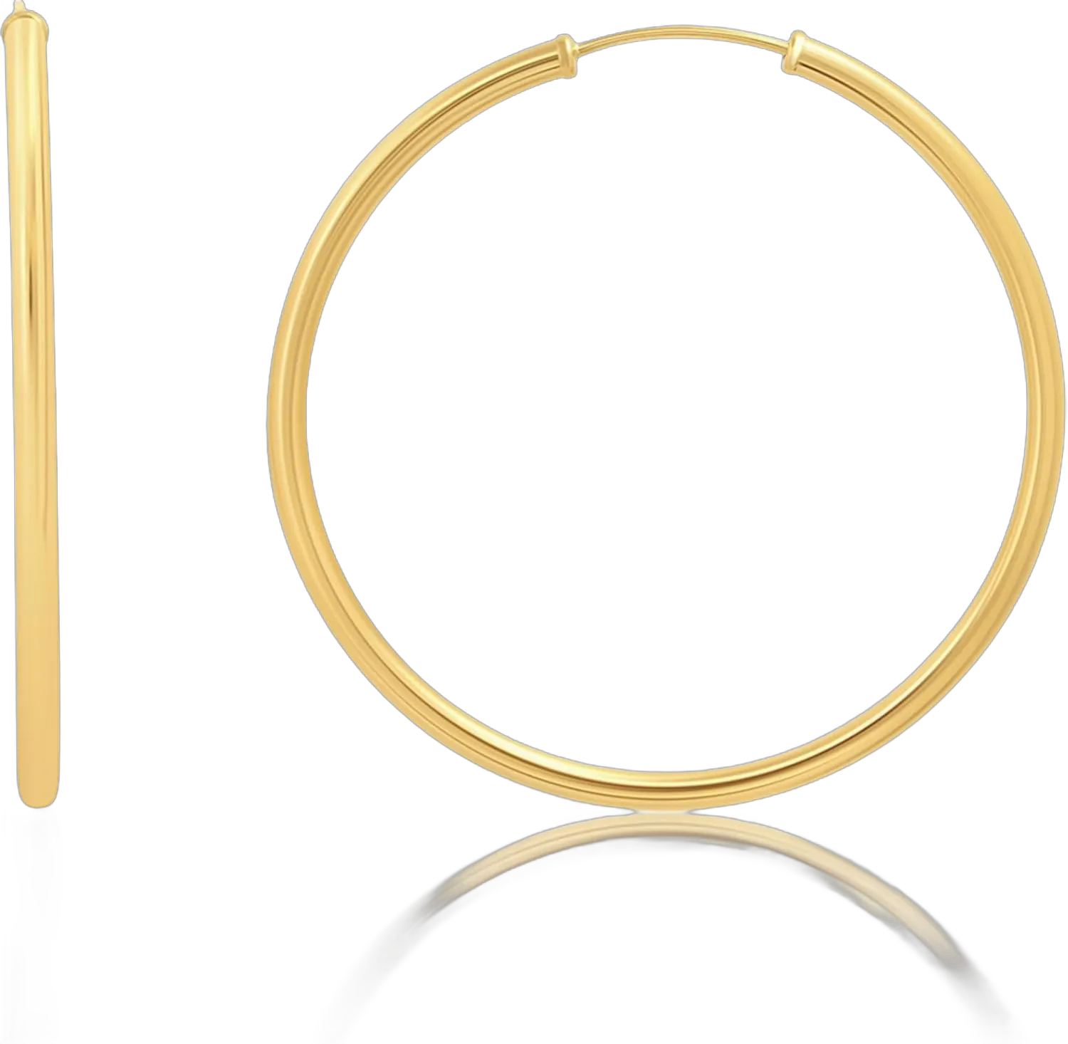 MAX + STONE Solid 14k Gold Hoop Earrings for Women | 2mm Tube, Flex Continuous 33mm (1.3 Inch) Diameter Large 40mm (1.60 inches) Diameter