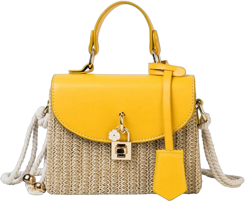 Straw Beach Bags For Women Summer Bag Satchel Bag Small Purses Shoulder Bag Crossbody Bag Square Bag Rattan Purse 2025 Yellow