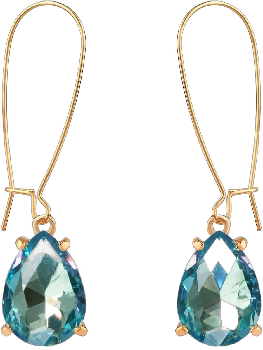 Humble Chic Crystal Earrings for Women - Long Teardrop Threader Earrings for Women, Casual or Bridal Statement Earrings Blue - Gold