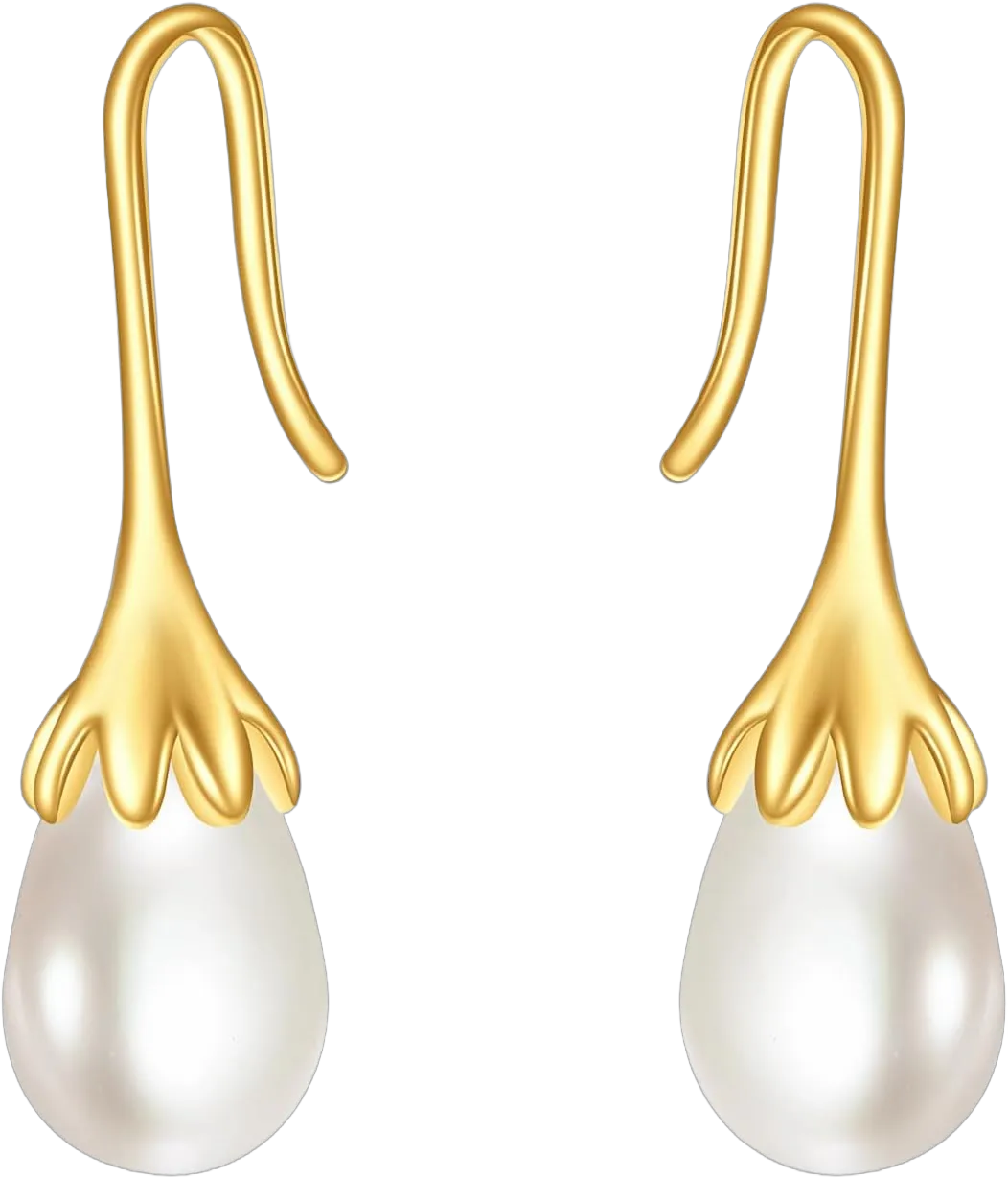 KECHO 14K Gold Dangle Drop Earring for Women Pearl Jewelry Birthday Gifts for Her Brides Weddings Pearl-A