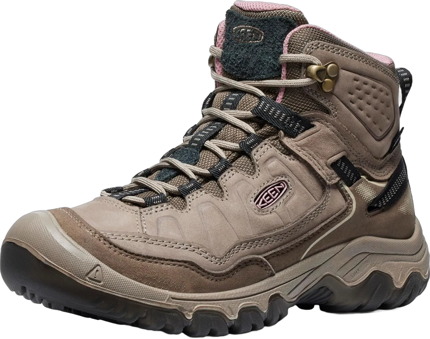 KEEN Women's Targhee 4 Mid Height Durable Comfortable Waterproof Hiking Boot 8.5 Wide Brindle/Nostalgia Rose