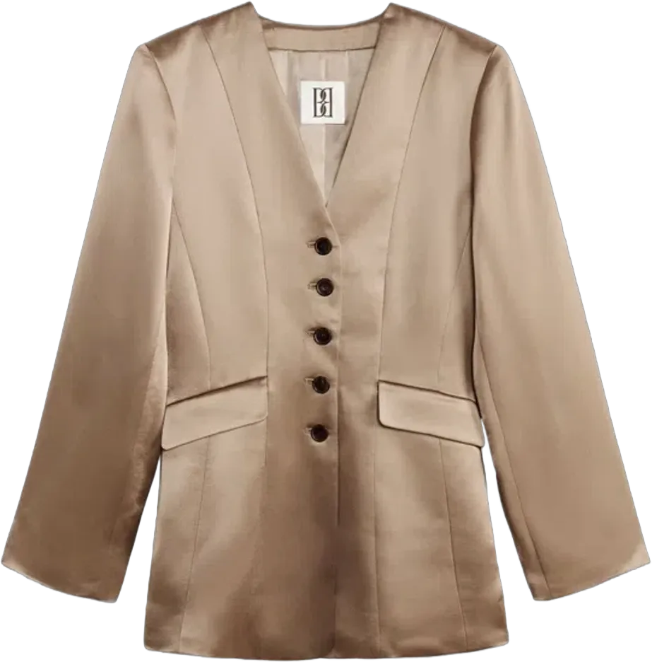 Women's Rinnah Tailored Satin Blazer In Beige