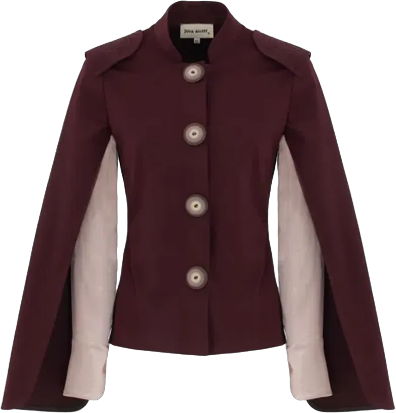 Women's Tailored Structured Cape Blazer Burgundy