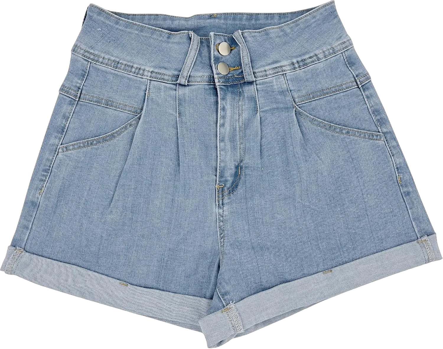 Womens Relaxed Fit Casual High Waist Pocketed Denim Shorts XX-Large Denim-light Blue