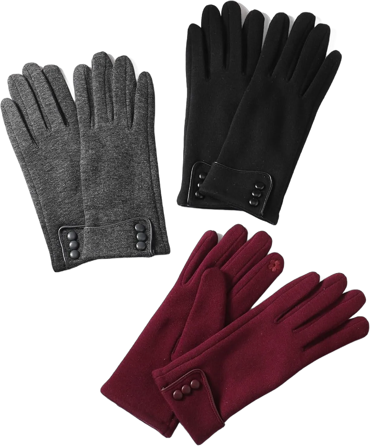 Clothirily Winter Gloves for Women, Touchscreen Texting Winter Gloves Women, Fleece Lined Warm Winter Glove for Cold Weather Black Grey Red-vn