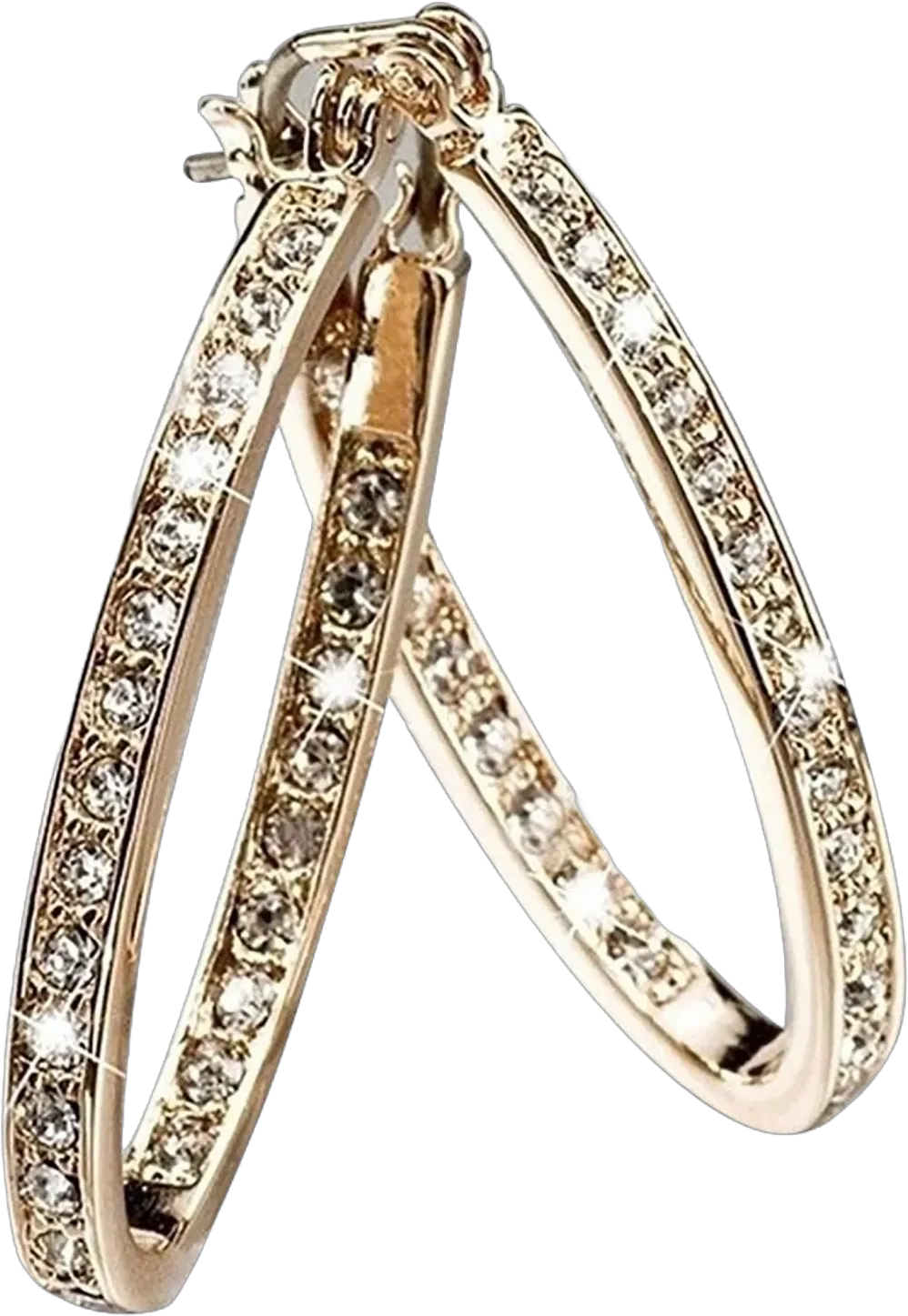 TIHLMK Deals Clearance Hoop Gold Earring for Women Diamond Hoop Earrings Shinning Luxury Rhinestone Earring Round Hoop Earrings