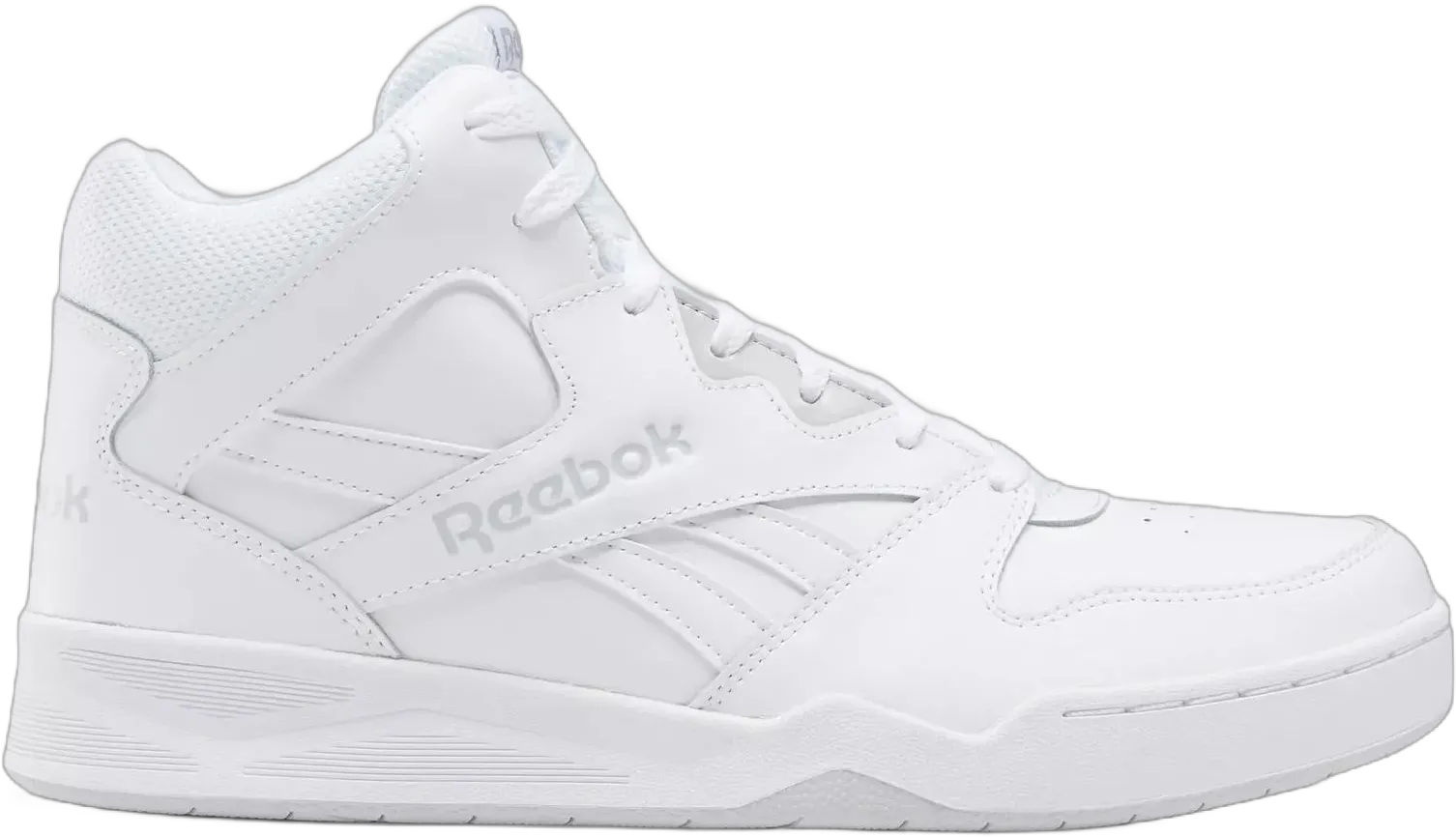 Reebok BB4500 Hi 2 Men's High-Top Sneakers White Solid Grey Leather Ballistic Mesh