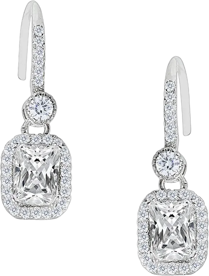 Cate & Chloe Athena 18k White Gold Plated Drop Earrings with Simulated Diamond Crystals for Women