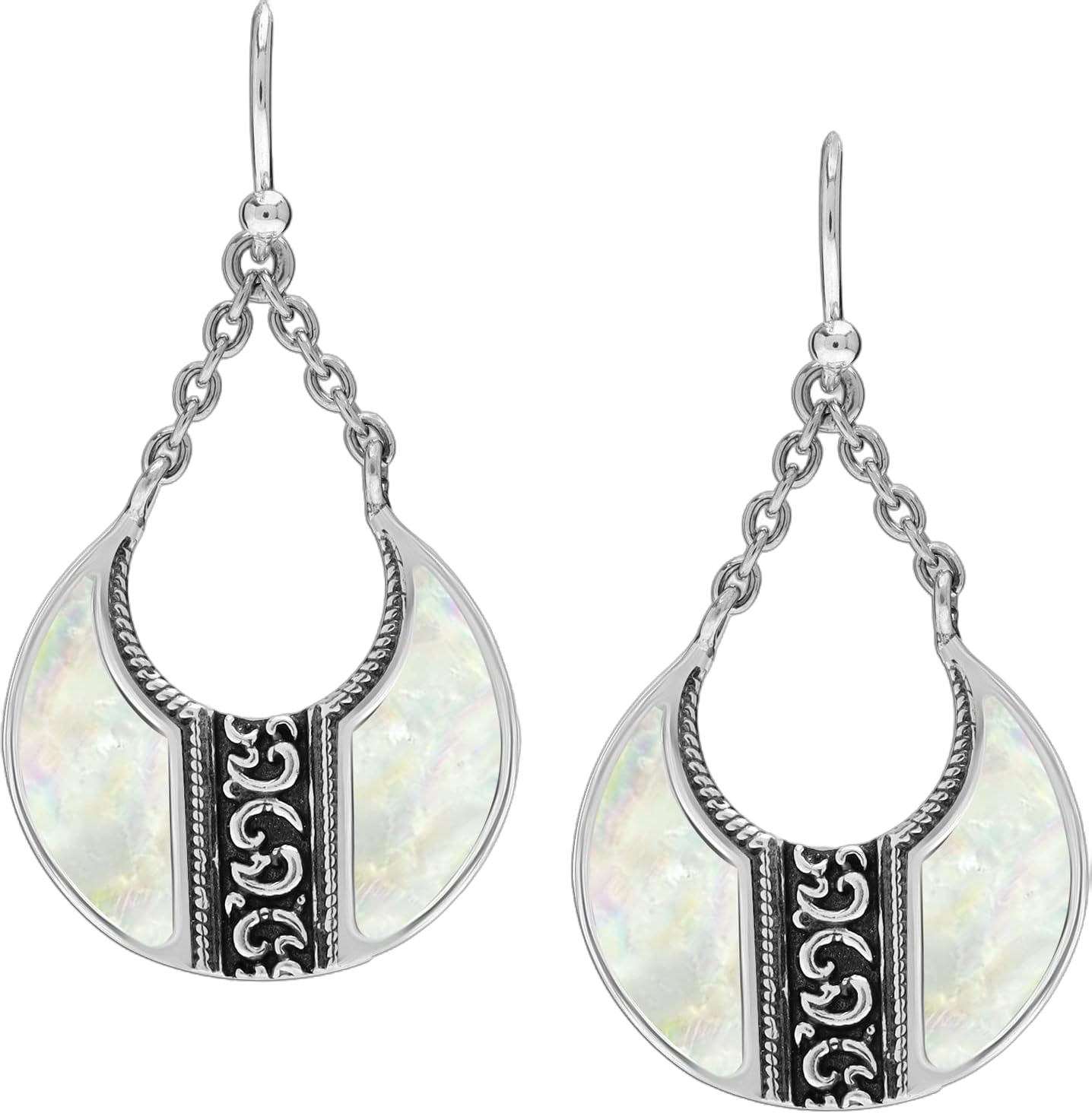 LeCalla 925 Sterling Silver Earrings Lightweight Mother of Pearl Stud Drop Dangle Earring for Women Big Antique Drop