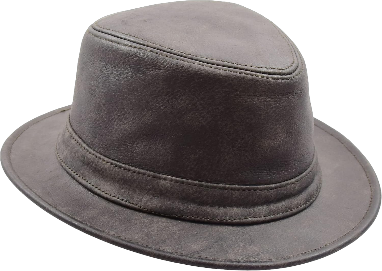 Genuine Leather Classic Fedora Trilby Gangster Gentlemen’s Hat Maitland Brown Large Brown