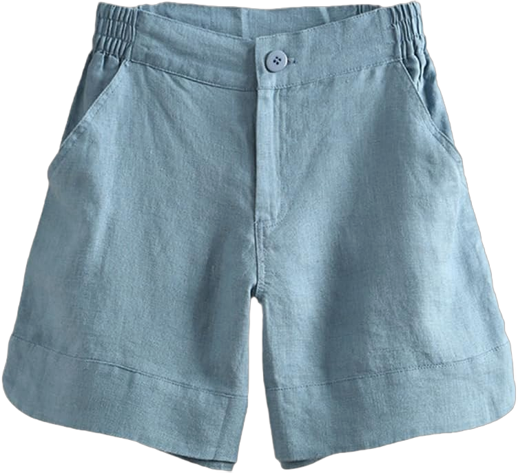 Women Wide Leg Cotton Linen Shorts Casual Summer Loose Office Lady Shorts Large Sky Blue