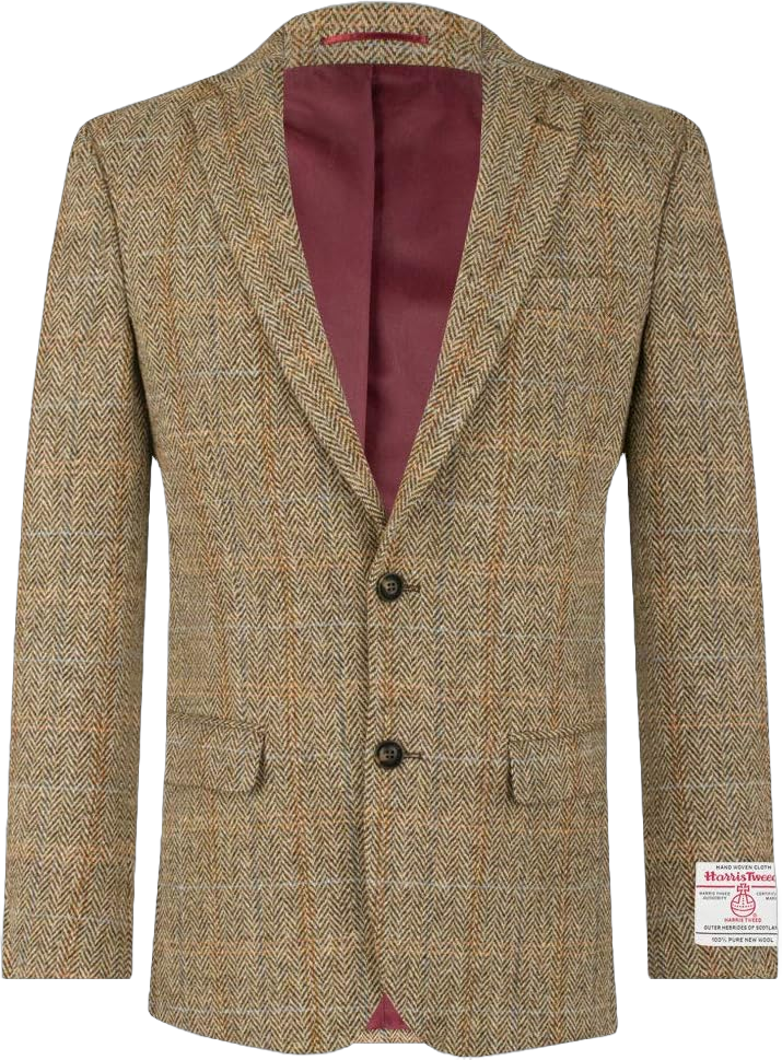 Dobell Harris Tweed Mens Brown Suit Jacket Regular Fit 100% Wool Windowpane Check 48 Tall Brown