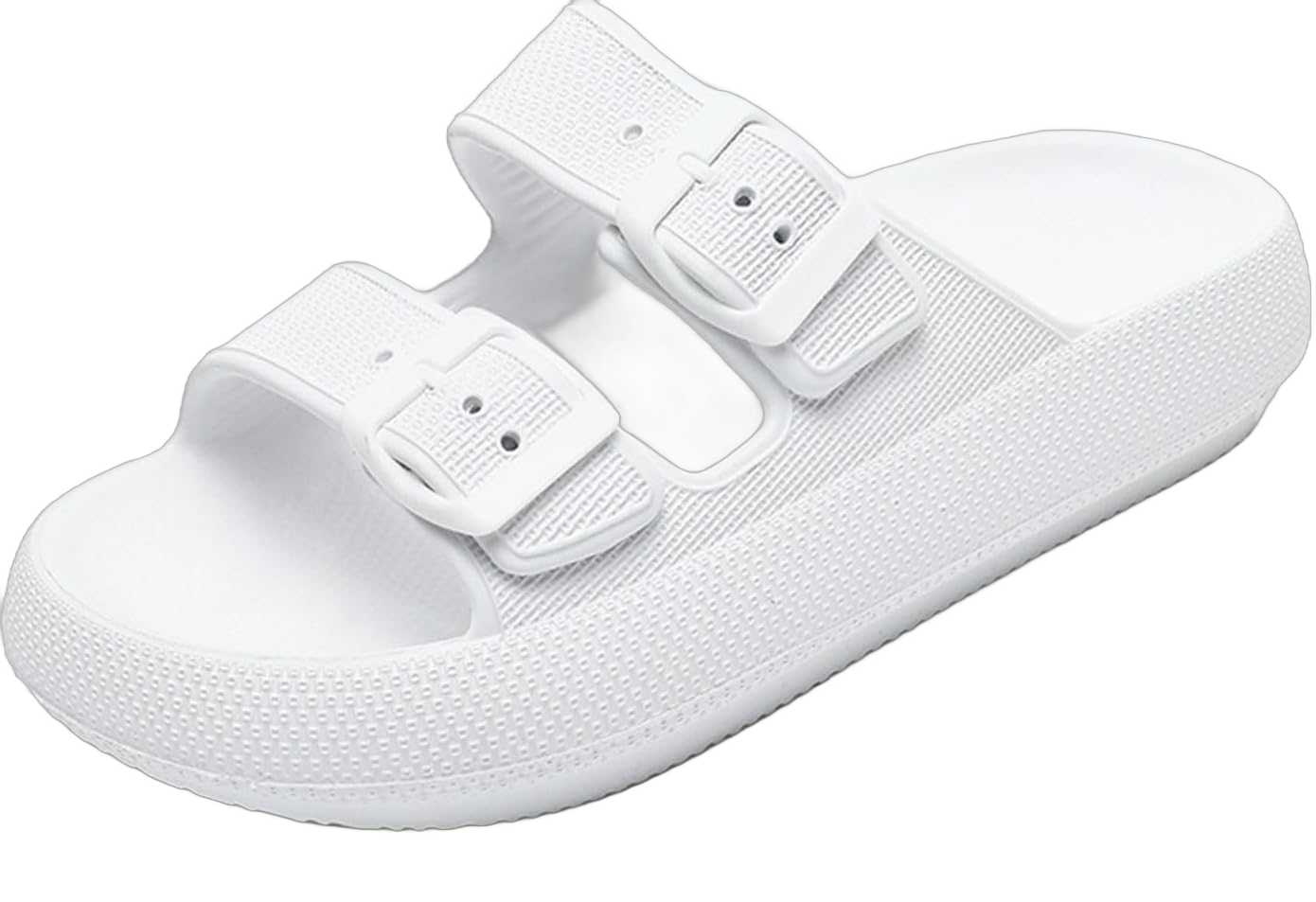 MW&FOFJR Women's Comfort Non-slip Slipper Double Buckle Adjustable EVA Flat Sandals 8 Wide White