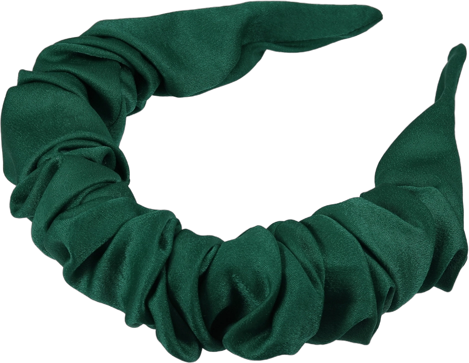 Unique Bargains Women's Solid Color Pleated Headband 1 Pc Dark Green