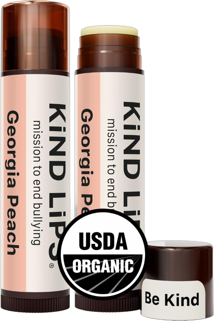 USDA Organic Peach Lip Balm 2 Pack – 100% Natural, Moisturizing Lip Care with Beeswax & Coconut Oil – Moisturizing Chapstick for Dry, Chapped Lips, Lip Repair for Women, Men, and Kids Georgia Peach