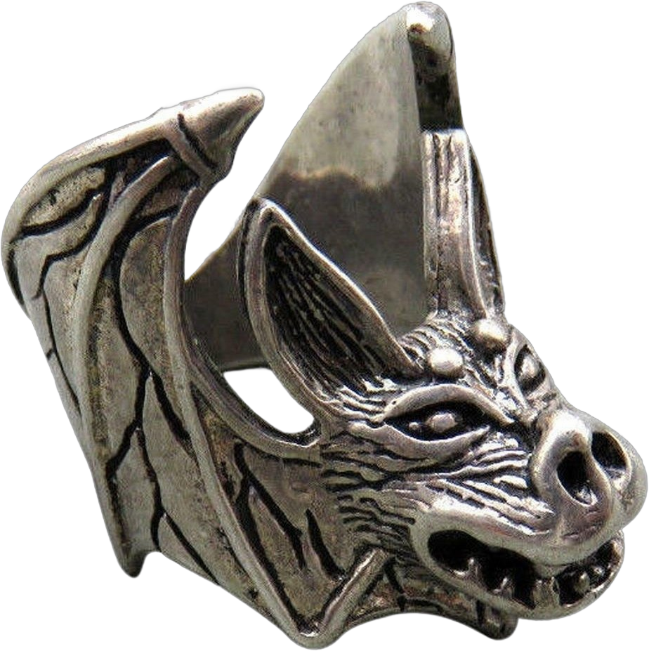 Quality FLYING CREEPY BAT BIKER RING BR081 jewelry gothic unisex MENS SILVER