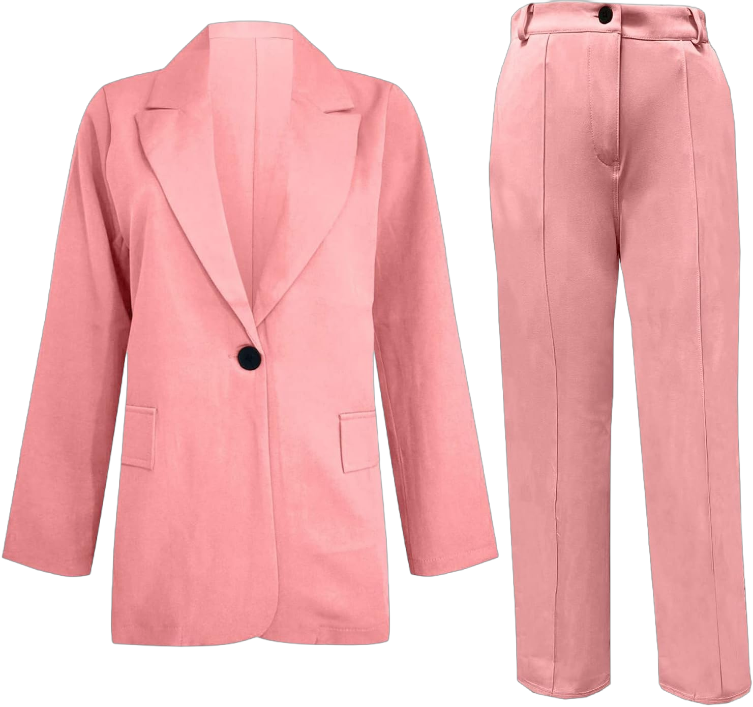 Blazer Sets Women 2 Piece Outfits Dressy Pant Suits Business Casual Outfits Loose Straight Leg Pants Work Clothing Set 5X-Large Pink_01