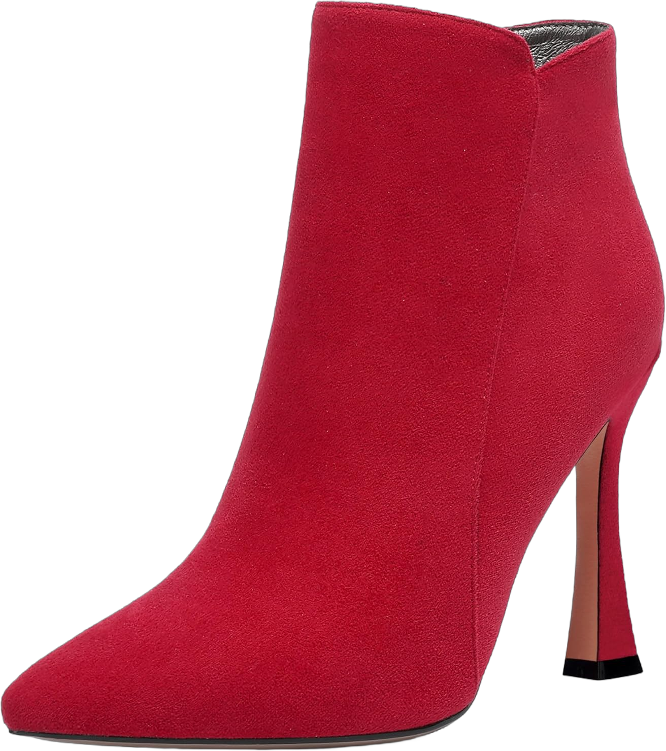 SKYSTERRY Womens Pointed Toe Zip Evening Dress Suede Spool High Heel Ankle High Boots 4 Inch 10.5 Red