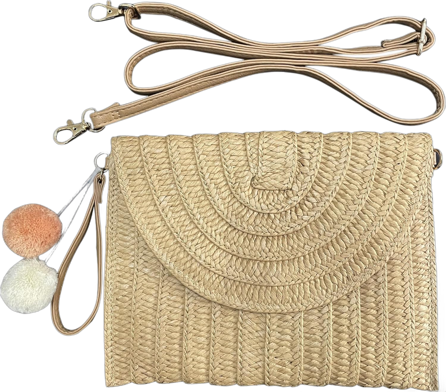 monochef Straw Purse Bag for Women: Vacation Beach Essentials Handbags Shoulder Woven Crossbody Bags Rattan Clutch Purses Summer Wicker Handmade Envelope Wallet Pocketbooks