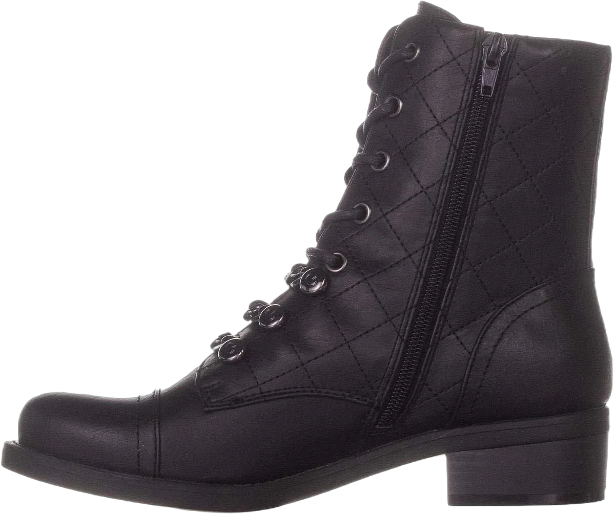 Guess Women's Meera Cap Toe Ankle Combat Boots Black  Size 5 M