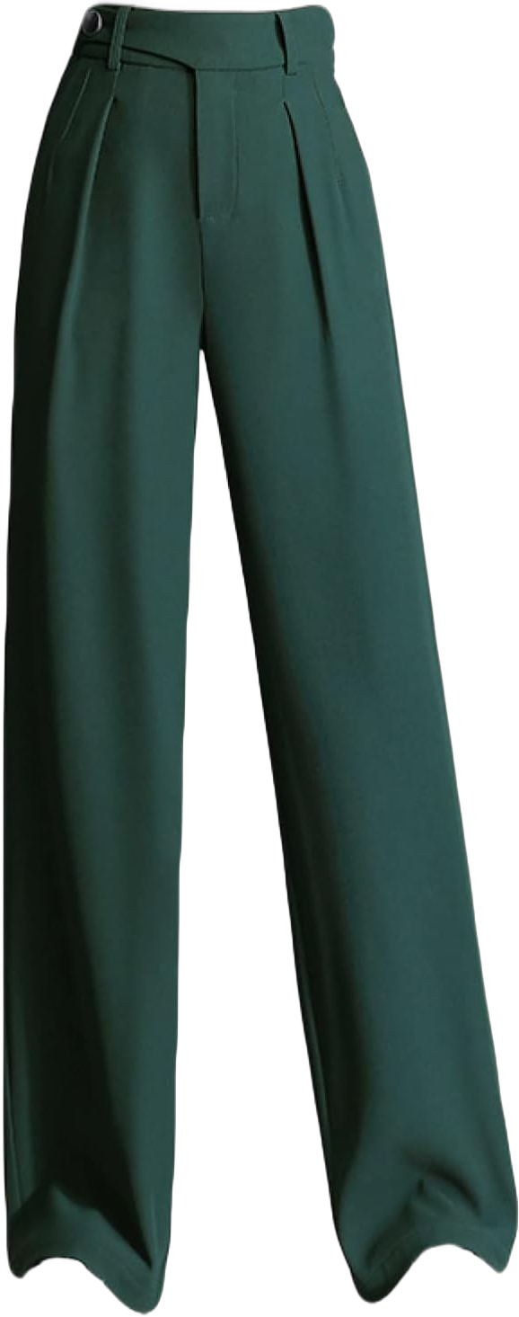 Women Casual High Waist Wide Leg Pant Quick-Dry Trousers Straight-Leg Loose All Seasons Dress Pants 3X-Large Green